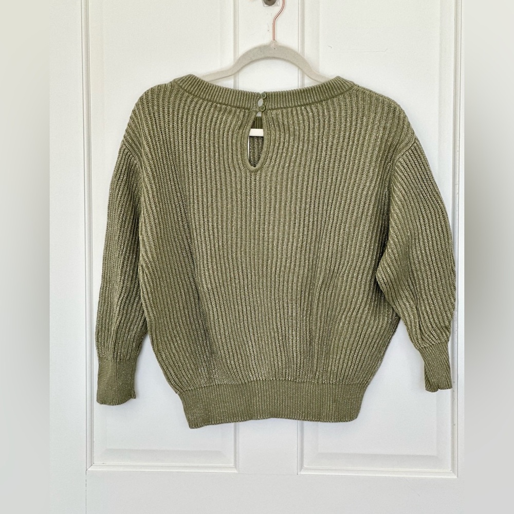 NWOT Anthropologie Women's Green and Silver Jumper. Size XS
